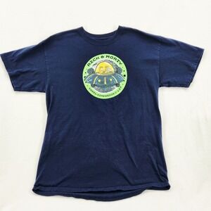 Rick and Morty Earth Dimension C-137 Navy Blue Graphic T-Shirt Mens Large L